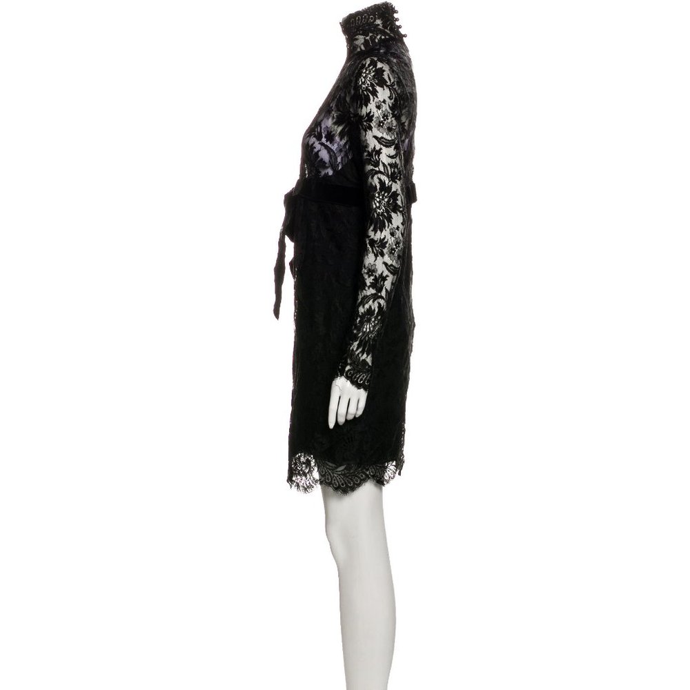 Valentino Silk Chantilly Lace High Neck Mini Dress